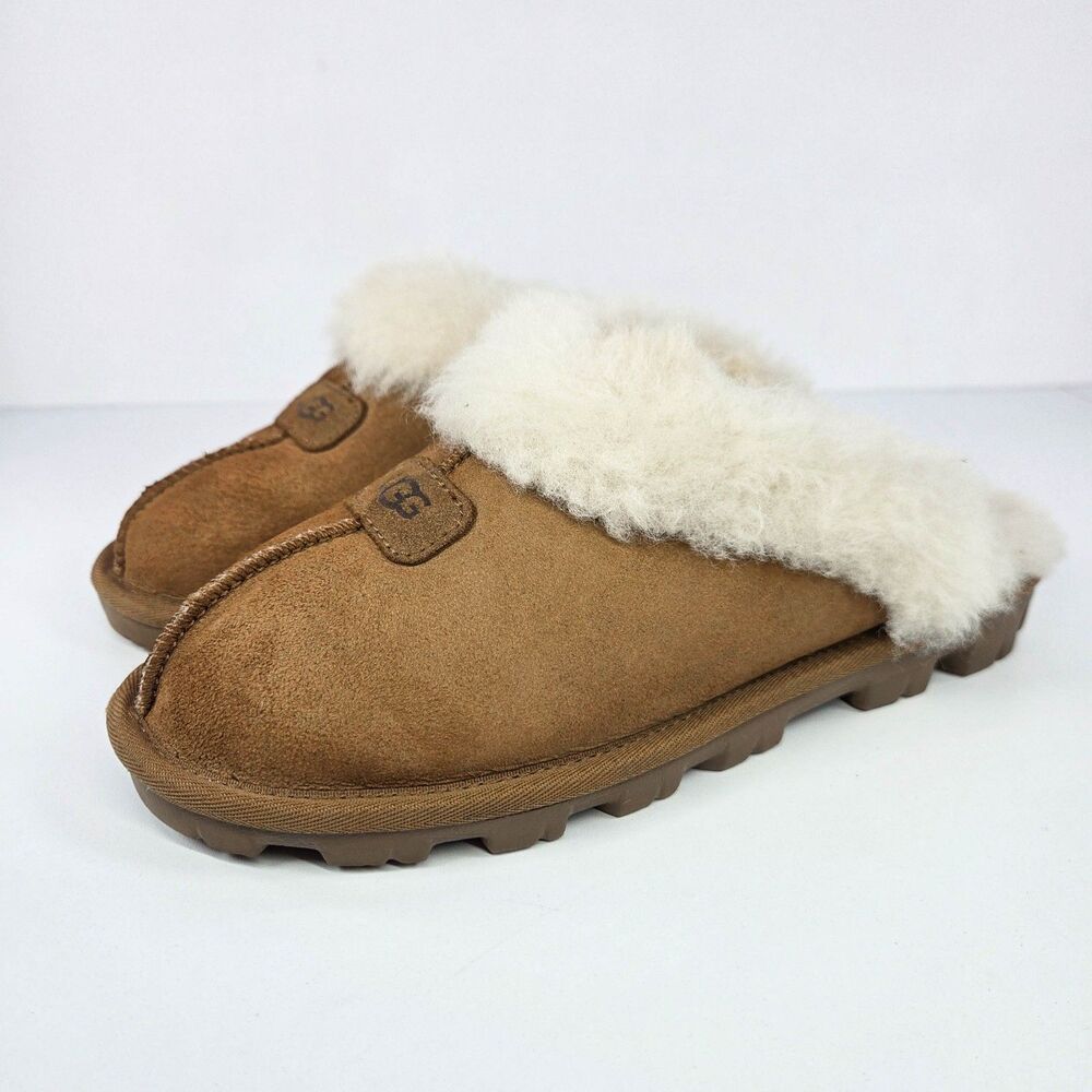 UGG Coquette Chestnut Suede Sheepskin Slippers 5125 Women's 8